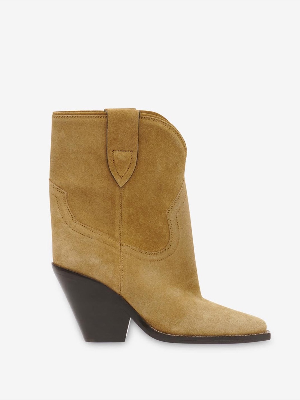 Isabel Marant Leyane Suede Taupe Western High-Heeled Cowboy Boots Size EU 39